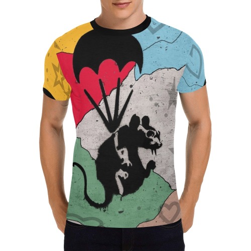 Rat in Love of Banksy Pop Art by Nico Bielow All Over Print T-Shirt for Men (USA Size) (Model T40)