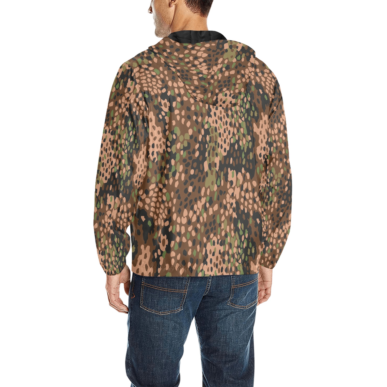German WWII peadot 44 Camouflage All Over Print Quilted Windbreaker for Men (Model H35)