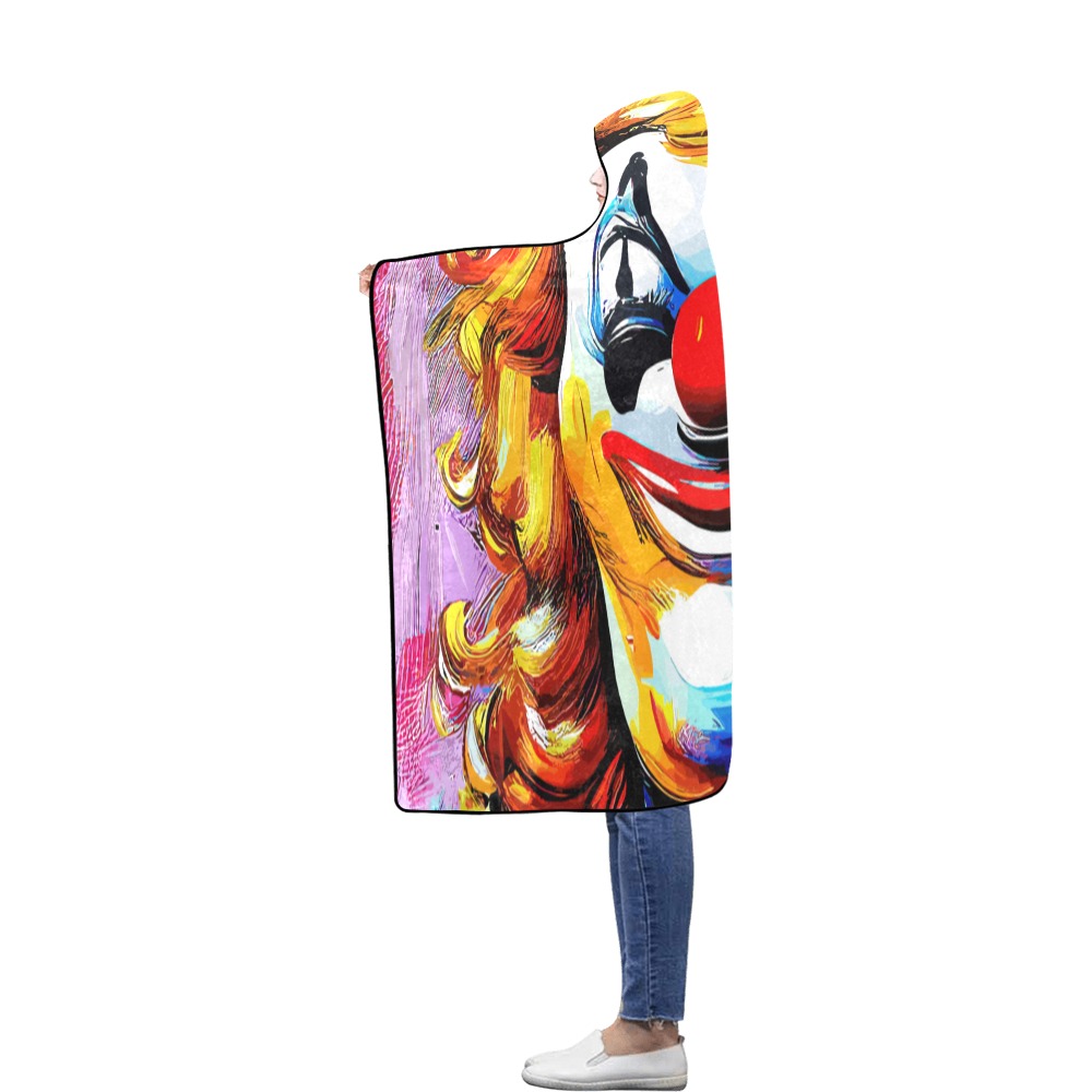 Red head clown funny colorful art. Flannel Hooded Blanket 56''x80''