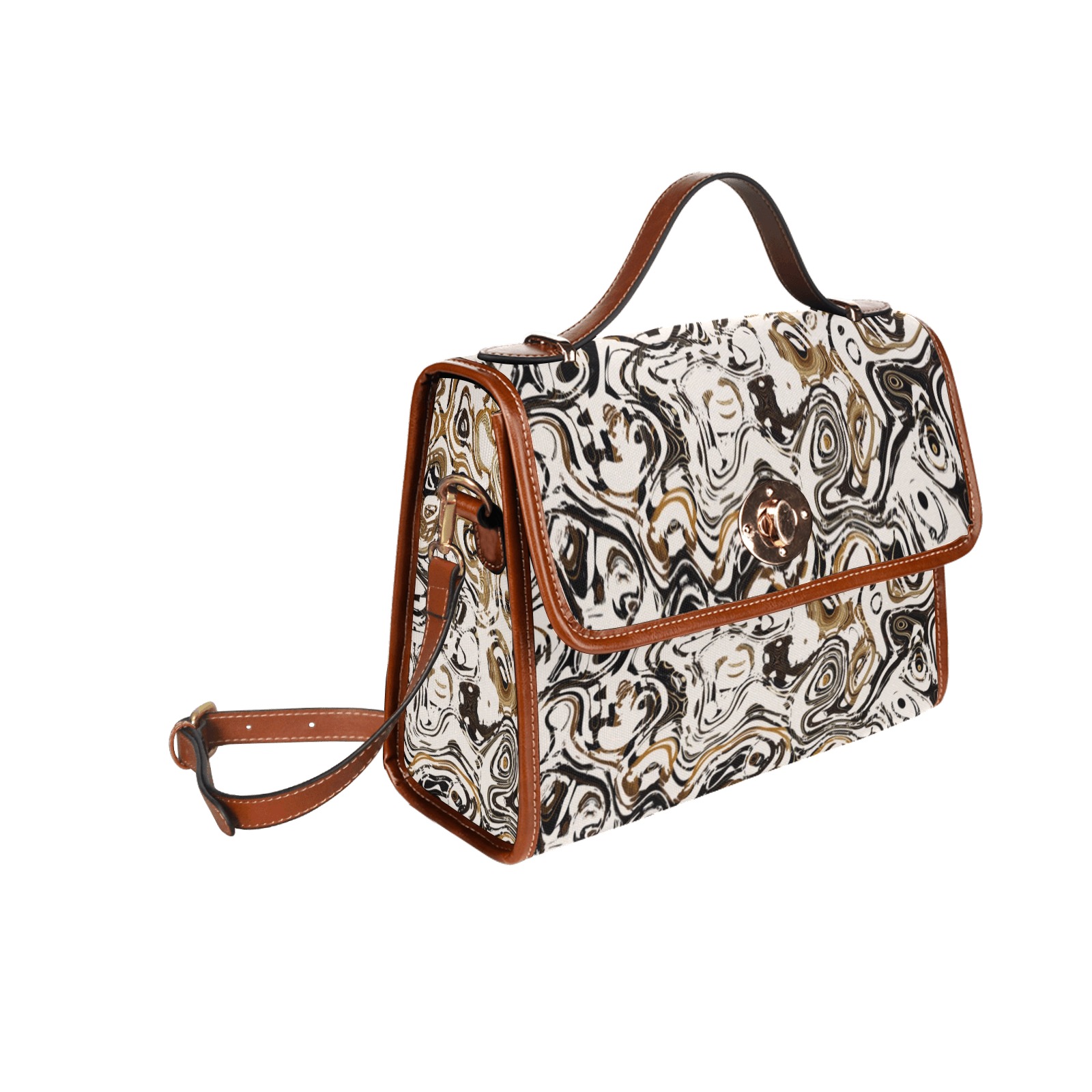 Marble Bronze Waterproof Canvas Bag-Brown (All Over Print) (Model 1641)