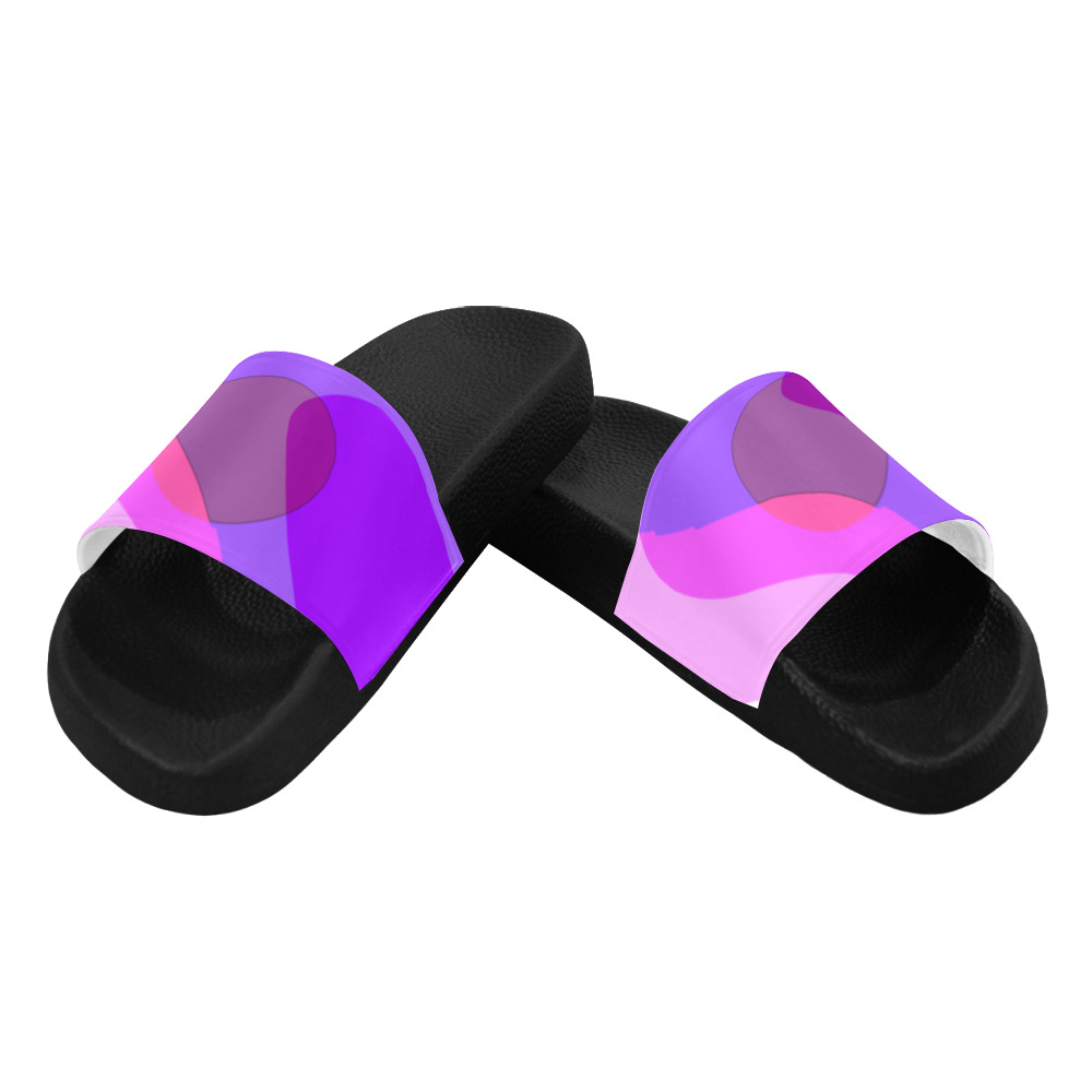 Purple Retro Groovy Abstract 409 Men's Slide Sandals (Model 057)