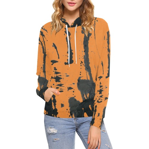 orange Splash hoodie men All Over Print Hoodie for Women (USA Size) (Model H13)