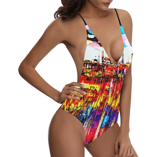 tintaliquida 2_vectorized Sexy Lacing Backless One-Piece Swimsuit (Model S10)