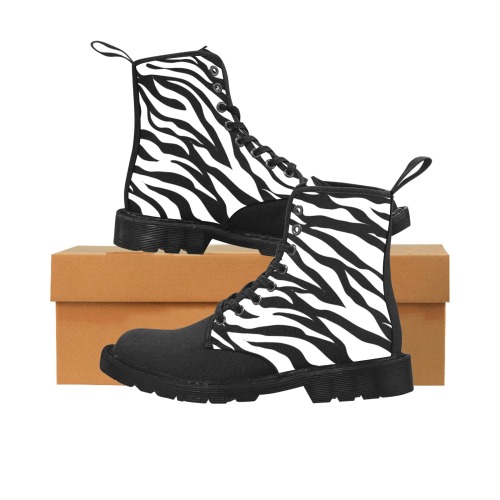 zebra-stripe-pattern Martin Boots for Men (Black) (Model 1203H)