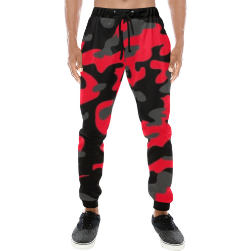 black red cambo Men's All Over Print Sweatpants (Model L11)