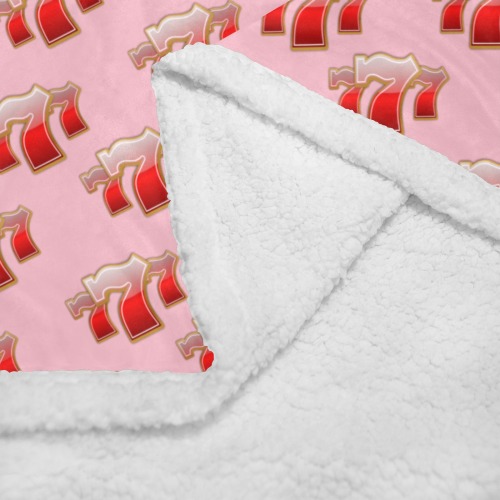 Las Vegas Lucky Sevens 777 on Pink Double Layer Short Plush Blanket 50"x60"