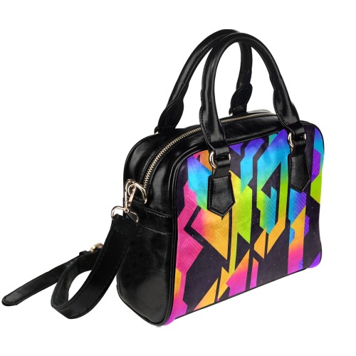 Vintage Neon Rainbow Gradient, Slight Grunge Shoulder Handbag (Model 1634)