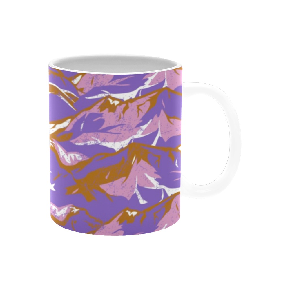 Modern lavender mountain camo White Mug(11OZ)
