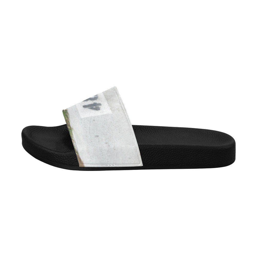 Street Number 4844 with Black Background Women's Slide Sandals (Model 057)