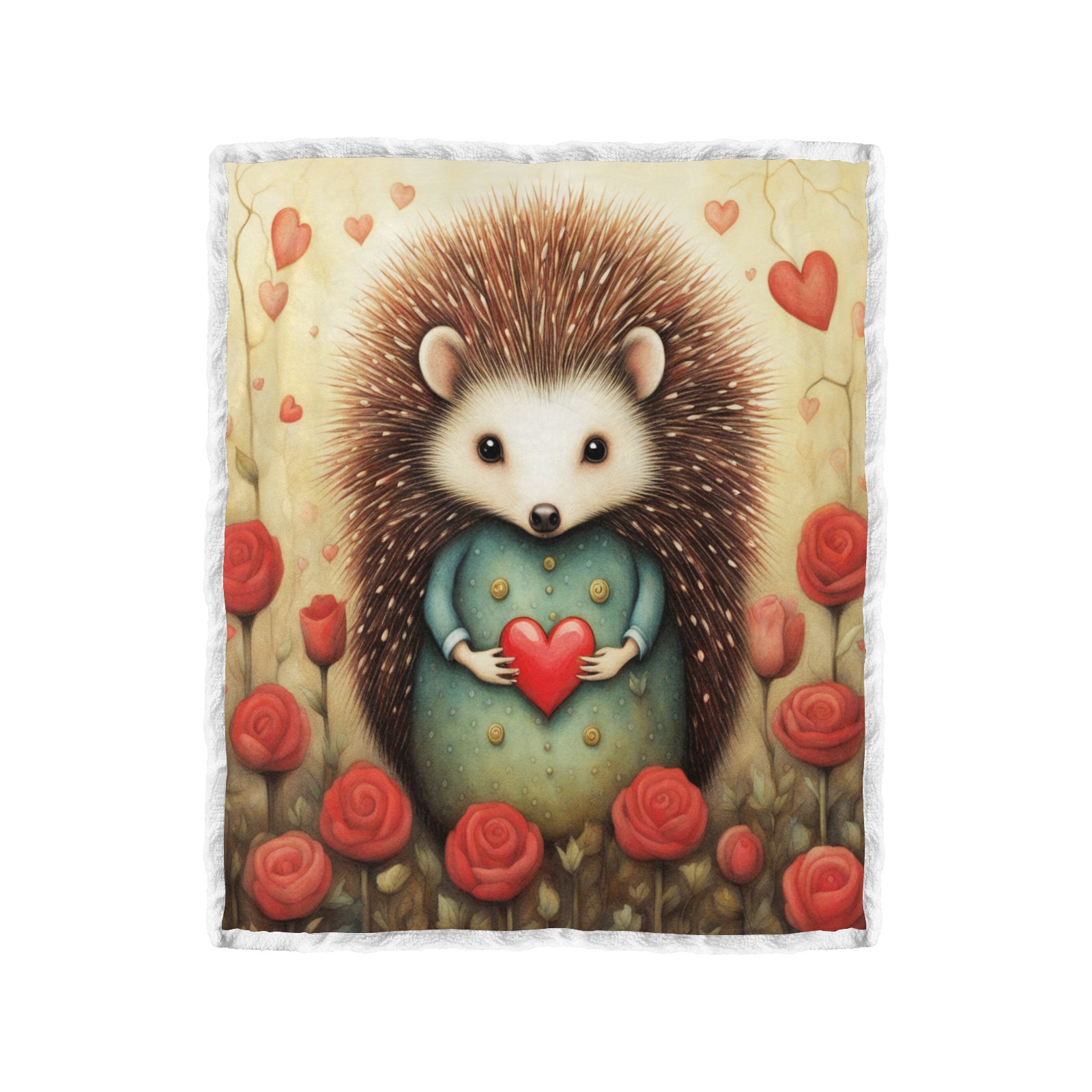 Hedgehog Love 2 Double Layer Short Plush Blanket 50"x60"