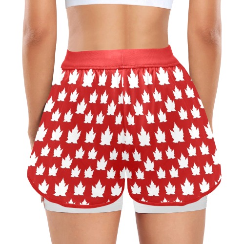 Cute Canada Sports Shorts Women's Sports Shorts with Compression Liner (Model L63)