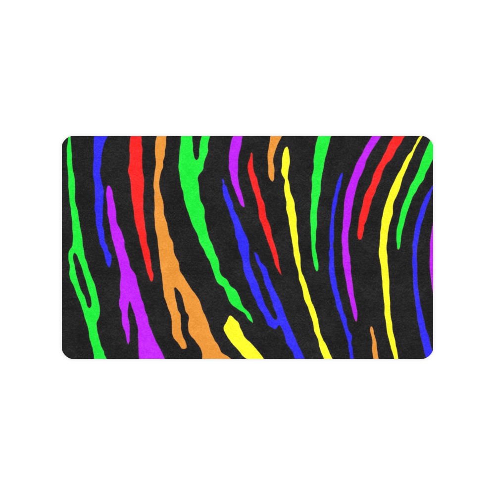 Rainbow Tiger Stripes Doormat 30"x18" (Black Base)