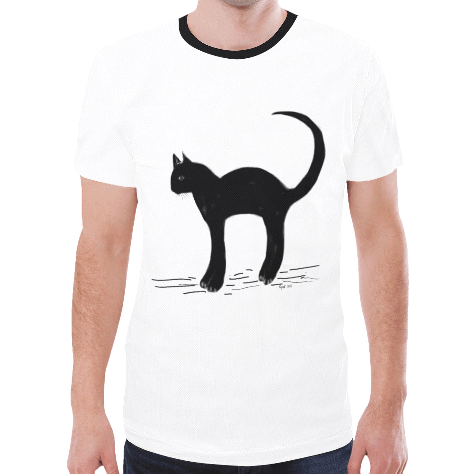 Black Cat by Myra New All Over Print T-shirt for Men (Model T45)