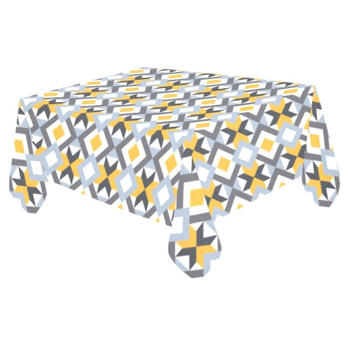 Retro Angles Abstract Geometric Pattern Cotton Linen Tablecloth 52"x 70"