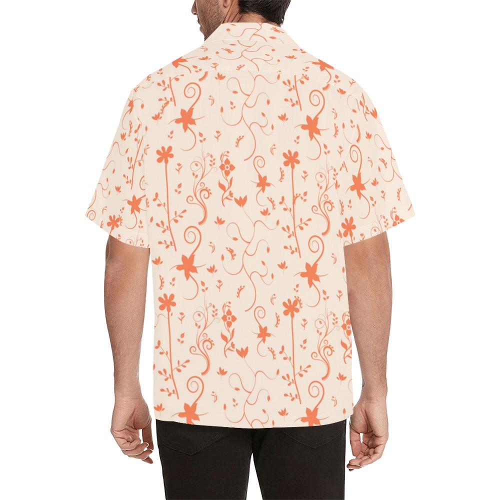 Living Coral Floral Pattern Hawaiian Shirt with Merged Design (Model T58)