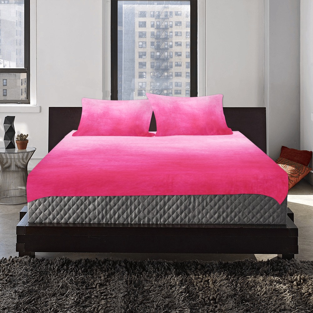 Ombre Watercolor Pink 3-Piece Bedding Set