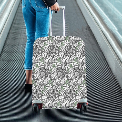 Petals in the Wind Green Luggage Cover/Medium 22"-25"