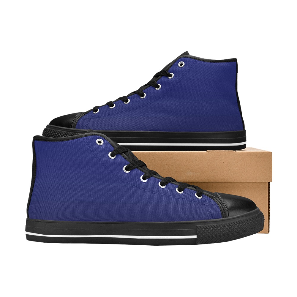 blu e blk Men’s Classic High Top Canvas Shoes (Model 017)
