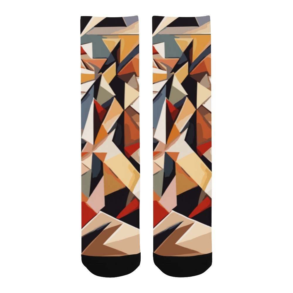 Avant-garde abstract geometric art of warm colors Men's Custom Socks