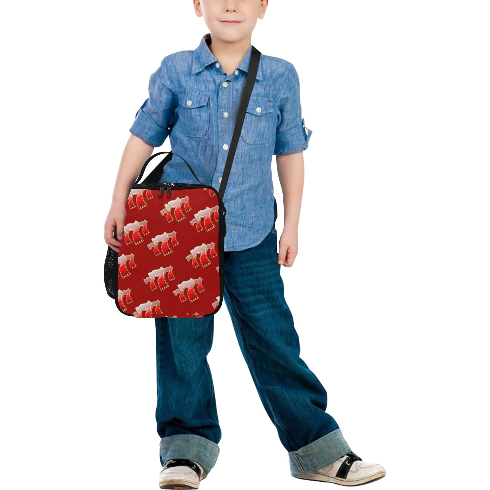 Las Vegas Sevens 777 / Red All Over Print Crossbody Lunch Bag for Kids (Model 1722)