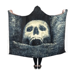 White Human Skull In A Pagan Shrine Halloween Cool Hooded Blanket 60''x50''
