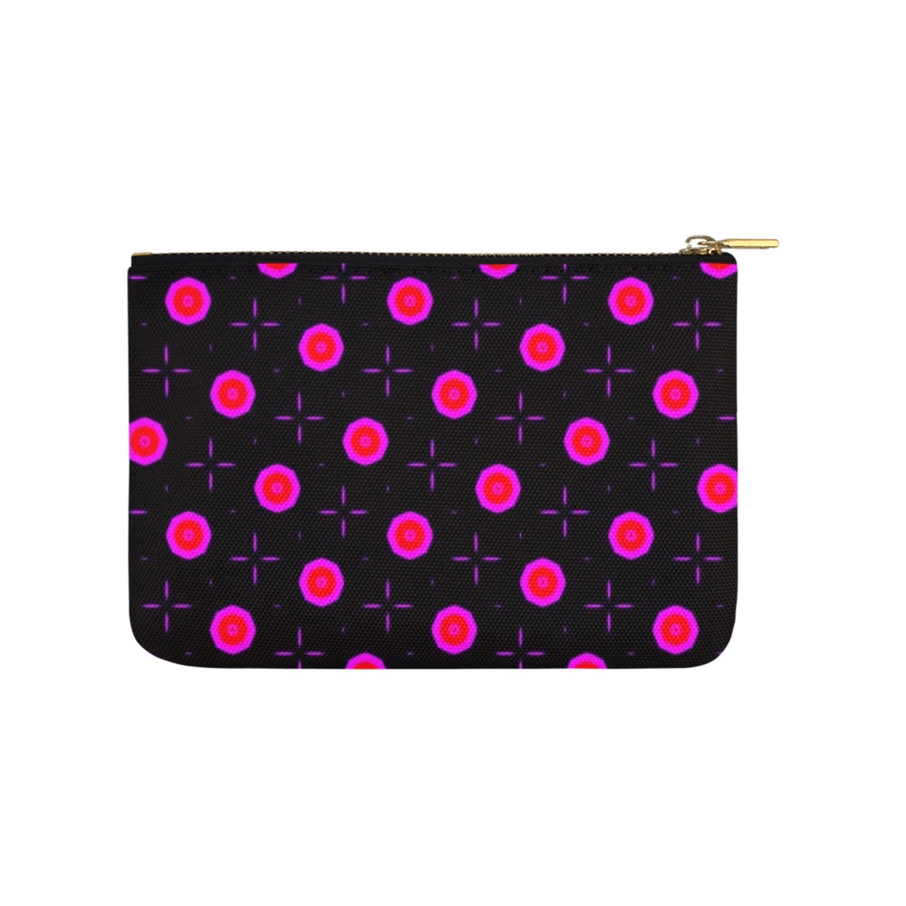 Pink Dots on Black Carry-All Pouch 9.5''x6''