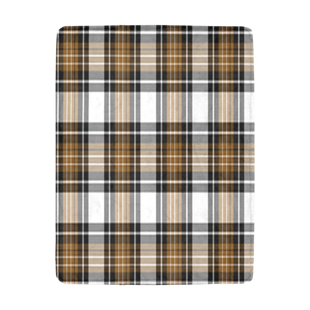 Brown Black Plaid Ultra-Soft Micro Fleece Blanket 43"x56"