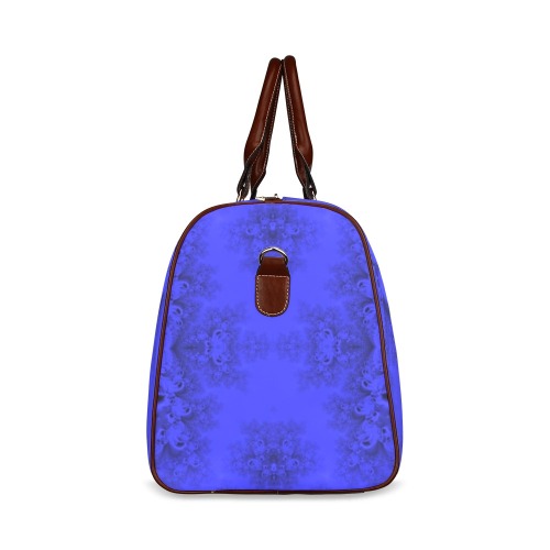 Midnight Blue Gardens Frost Fractal Waterproof Travel Bag/Small (Model 1639)