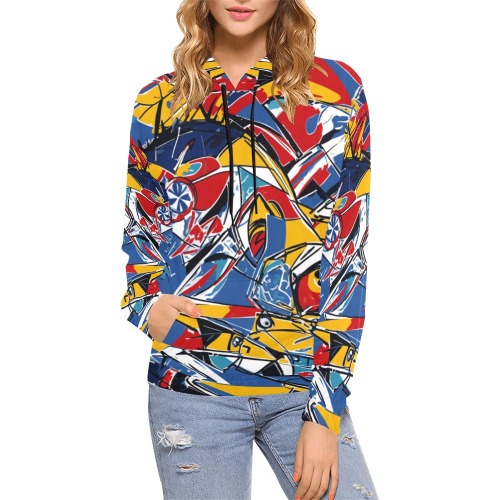 Fantasy abstract art of American football sport. All Over Print Hoodie for Women (USA Size) (Model H13)