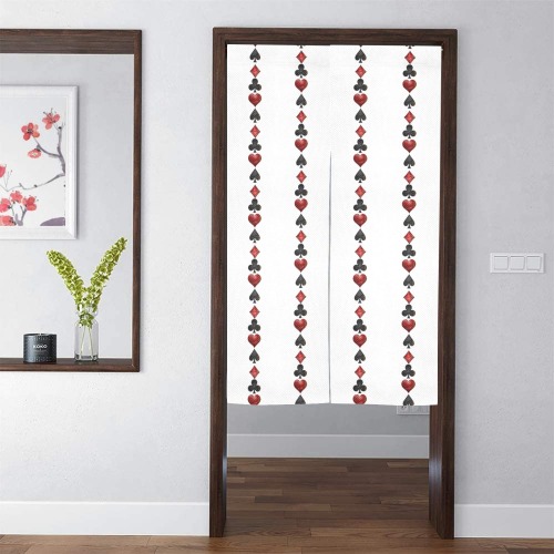 Las Vegas Playing Card Symbols on White Door Curtain Tapestry