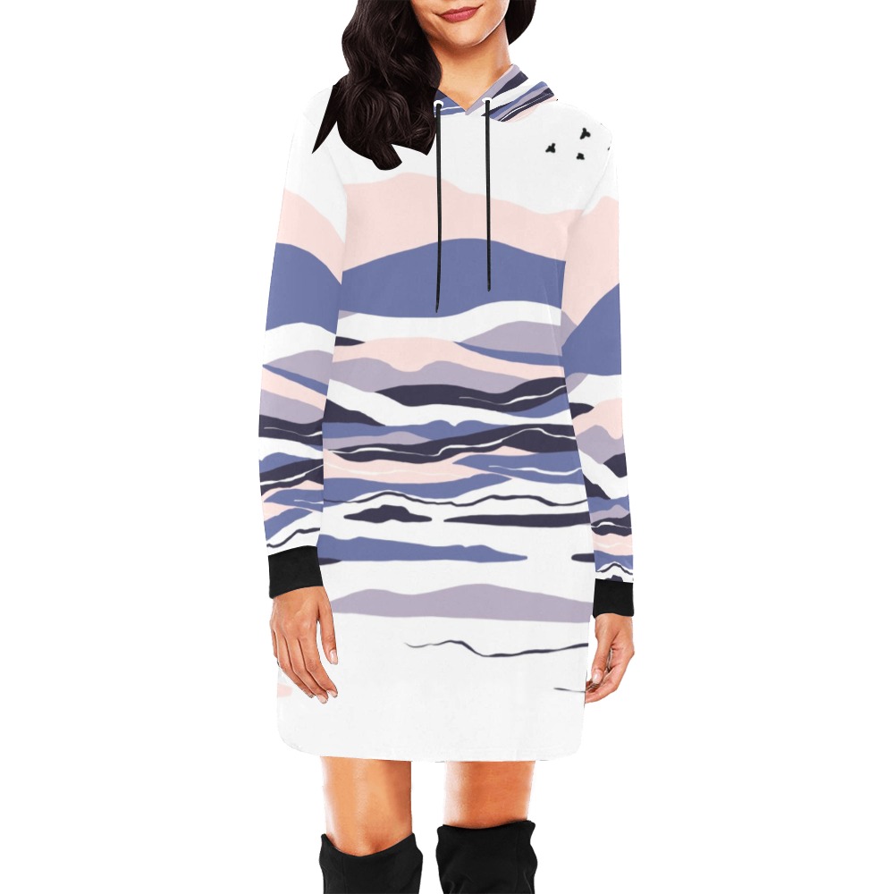 Modern abstract landscape of strokes-1 All Over Print Hoodie Mini Dress (Model H27)