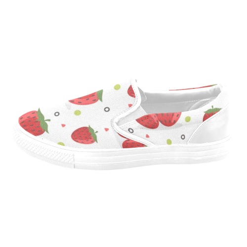 Strawberries Women's Unusual Slip-on Canvas Shoes (Model 019)