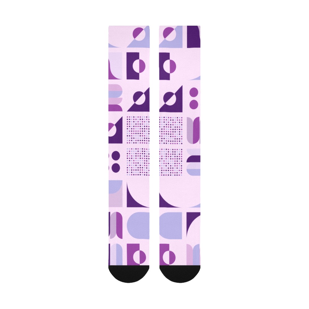 Purple Geometric Shapes Over-The-Calf Socks