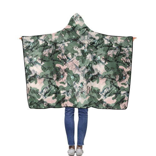 Modern camo mountains 23 Flannel Hooded Blanket 40''x50''