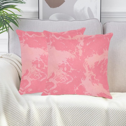 Pink Abstract Linen Zippered Pillowcase 18"x18"(Two Sides&Pack of 2)