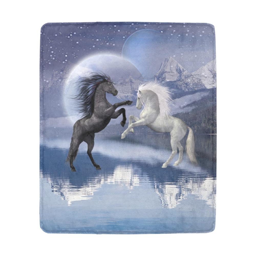 Horses and Moon Ultra-Soft Micro Fleece Blanket 50"x60"
