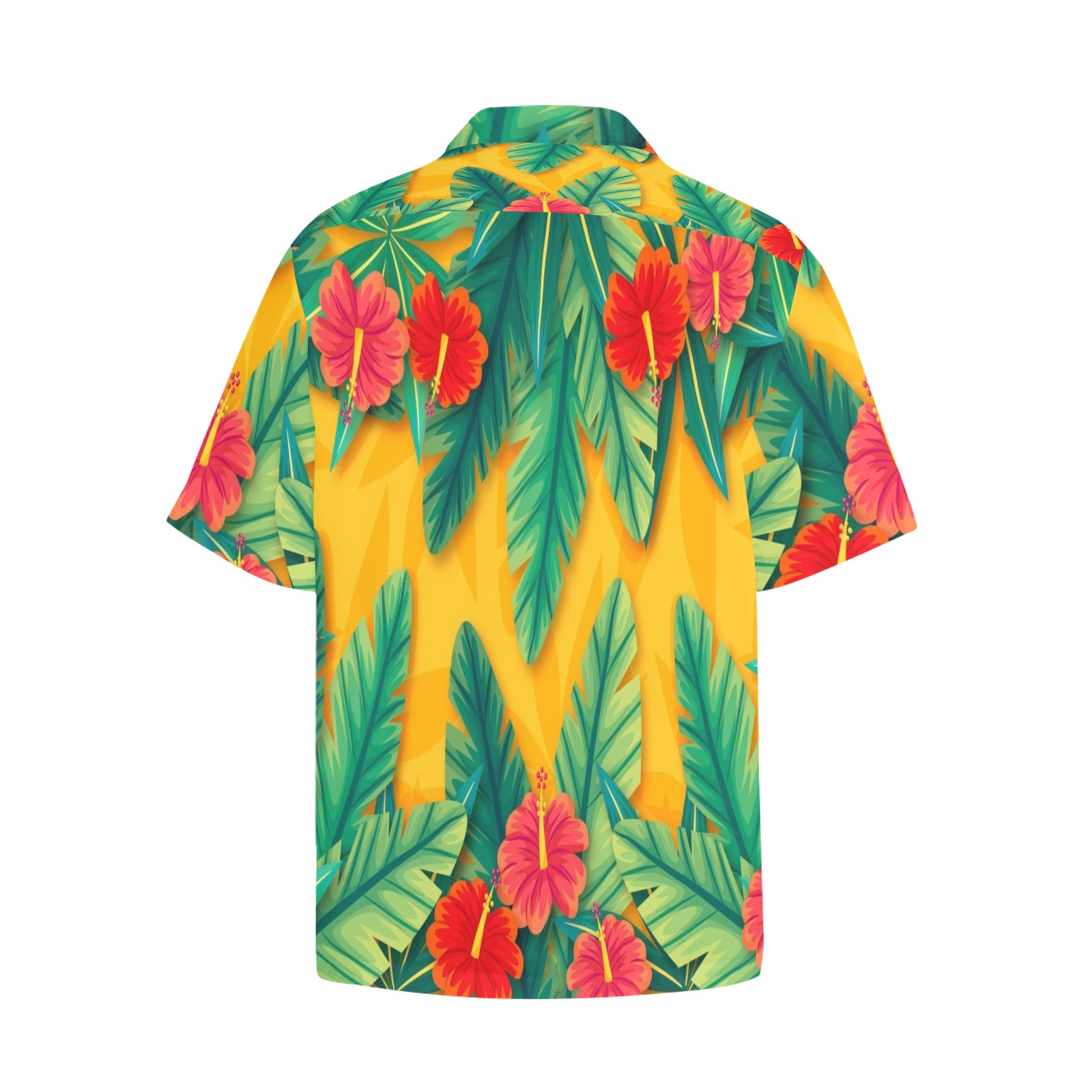 Tropical flowers hibiscus Collectable Fly Hawaiian Shirt with Chest Pocket&Merged Design (T58)