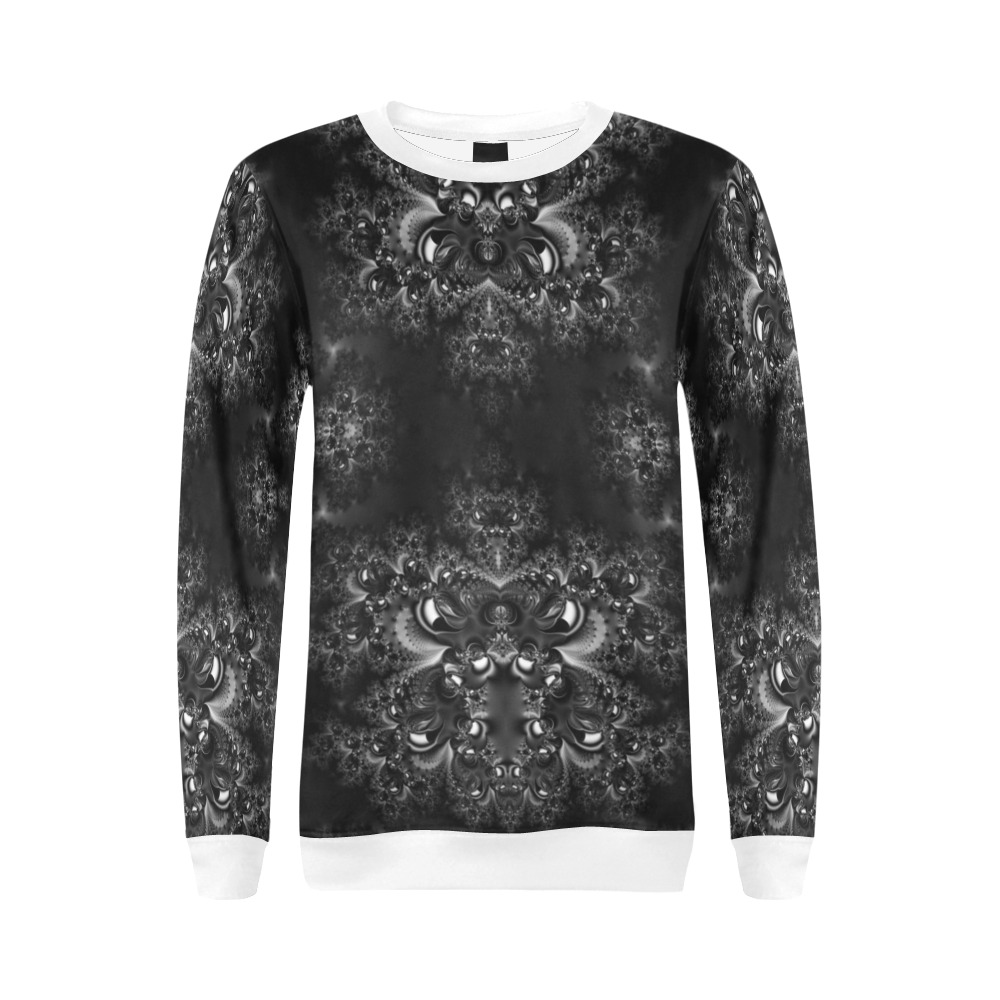 Frost at Midnight Fractal All Over Print Crewneck Sweatshirt for Women (Model H18)