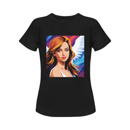 Adorable Angel Guardian Woman White Wings Women's T-Shirt in USA Size (Front Printing Only)