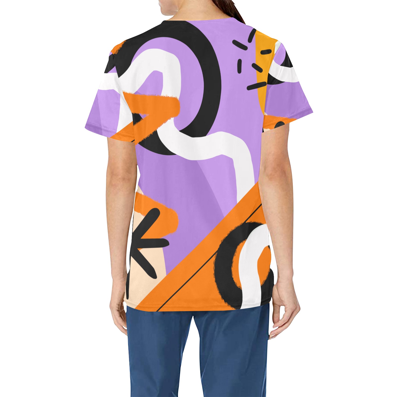 Colorful Abstract All Over Print Scrub Top