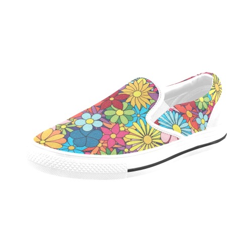 Hippy Flower Power Women's Slip-on Canvas Shoes (Model 019)