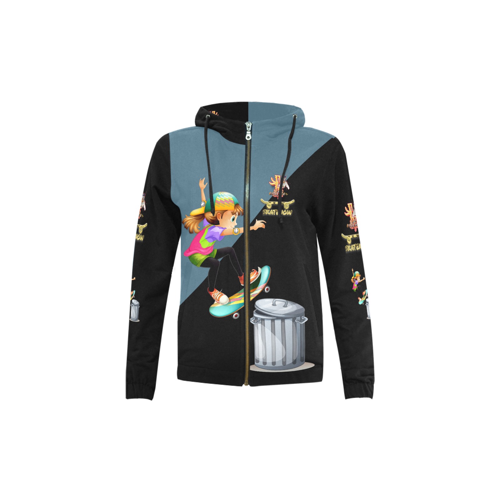 Skate Now Collectable Fly All Over Print Full Zip Hoodie for Kid (Model H14)