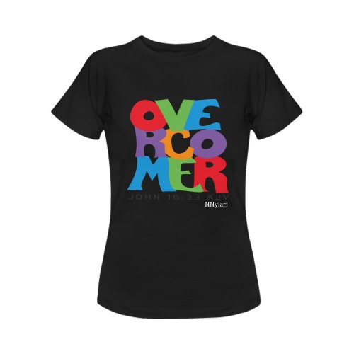 Overcomer (Wh text) T-Shirt BLk Rebecca Women Women's T-Shirt in USA Size (Front Printing Only)