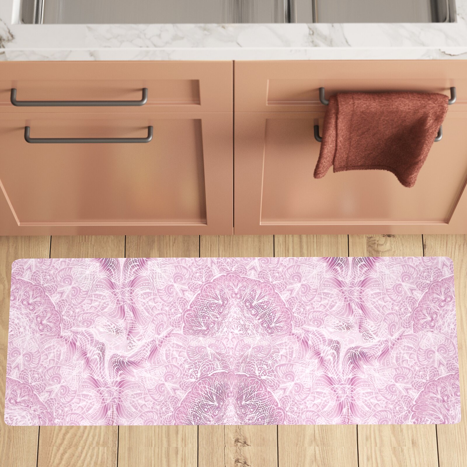 Nidhi December 2014-pattern 3- pink-44x55 inches neck back Kitchen Mat 48"x17"