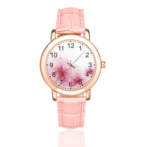 Starry sky Women's Rose Gold Leather Strap Watch(Model 201)