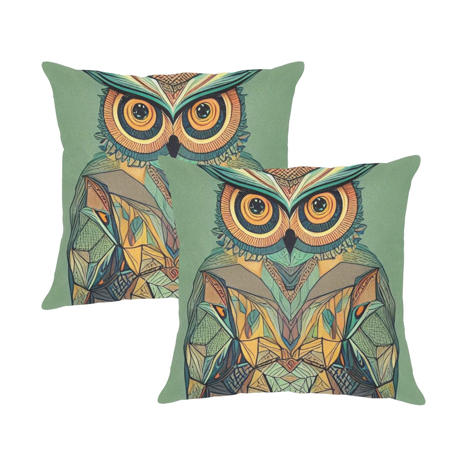 Owl1 Linen Zippered Pillowcase 18"x18"(Two Sides&Pack of 2)
