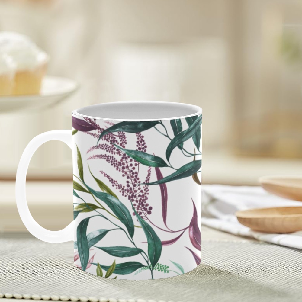 Dramatic leaves watercolor GR White Mug(11OZ)