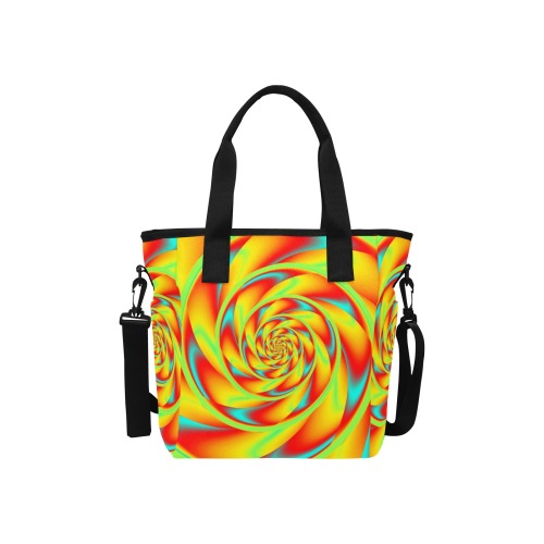 CRAZY POWER SPIRAL - neon colored Insulated Tote Bag with Shoulder Strap (Model 1724)