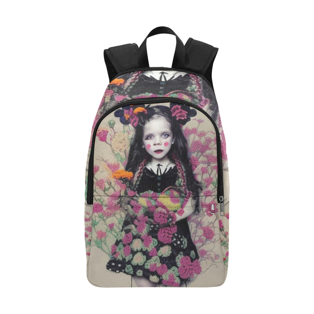 red cheeked girl with flowers Fabric Backpack for Adult (Model 1659)