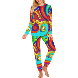 Colorful Groovy Rainbow Swirls Women's All Over Print Pajama Set